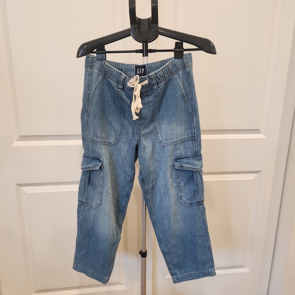 GAP ’90s Loose Cargo Blue Denim Mid Rise Relaxed Petite Jeans